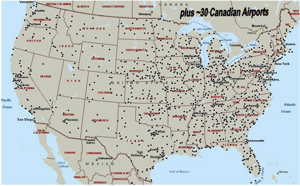 airports in america map